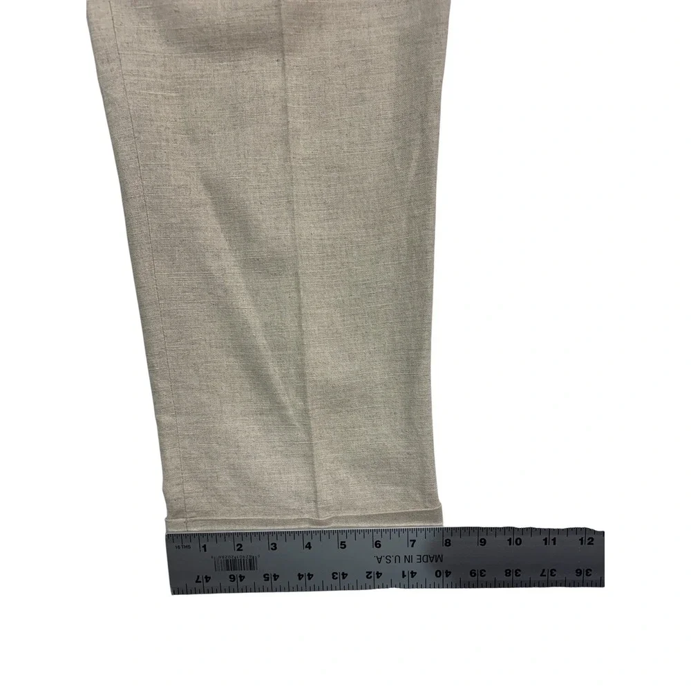 vtg 90s Dockers 32x29 Beige Linen Cotton Blend Pants Trousers Pleated Cuffed